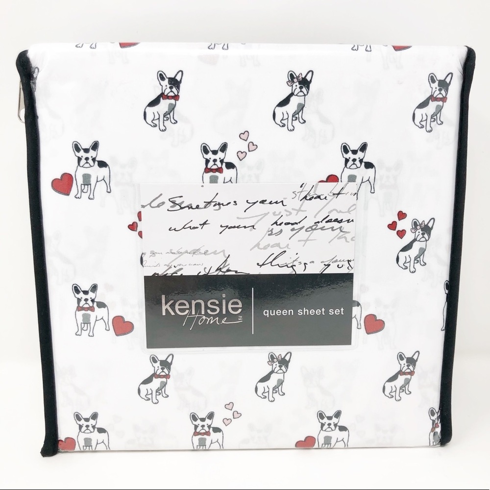 Boston Terrier & Hearts Kensie Queen Sheet Set